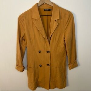 Nasty Gal Collection Double Breasted Mini Suit Dress in Khaki Brown, Size 6